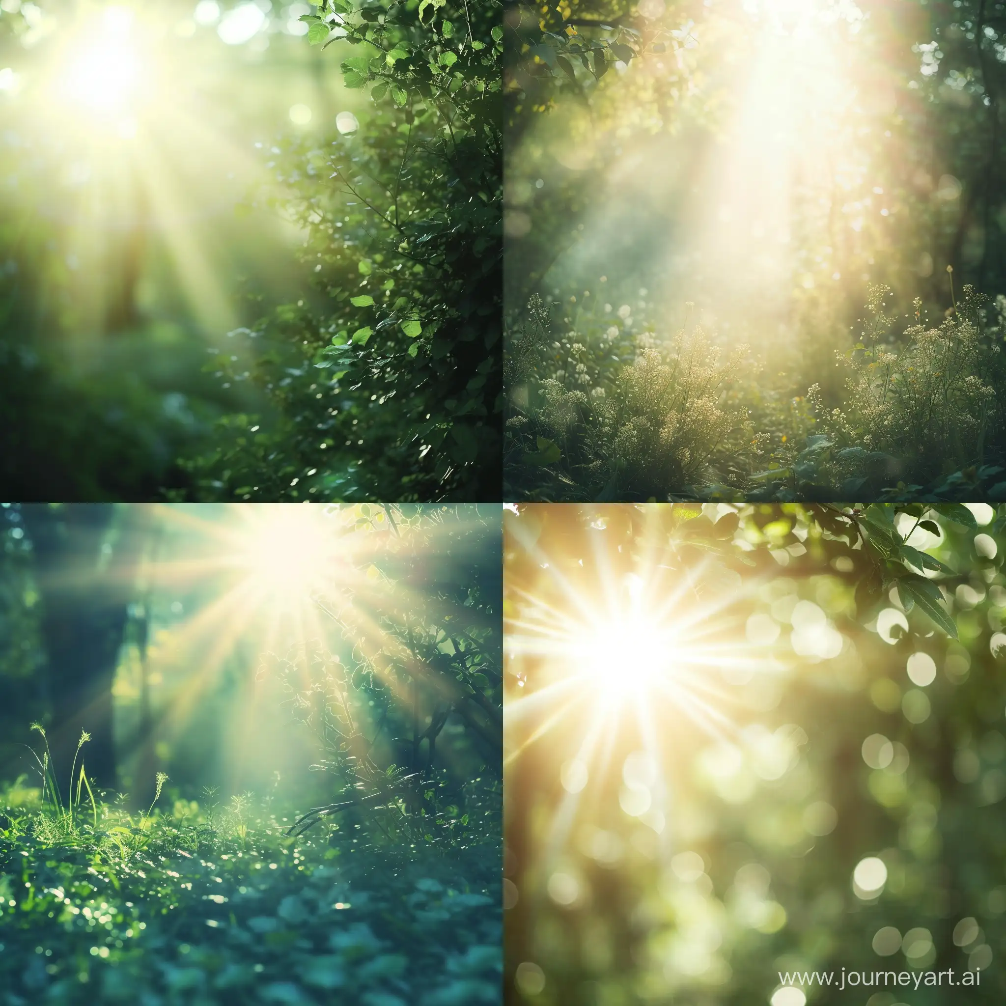 sun, light background, soft light, shining, forest, green