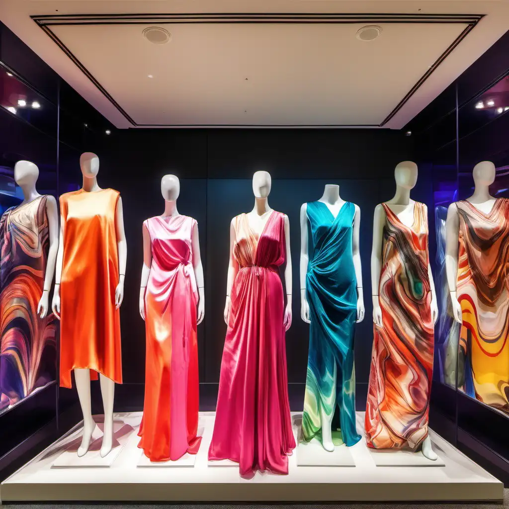 Vibrant Display of Abstract Silky Dresses