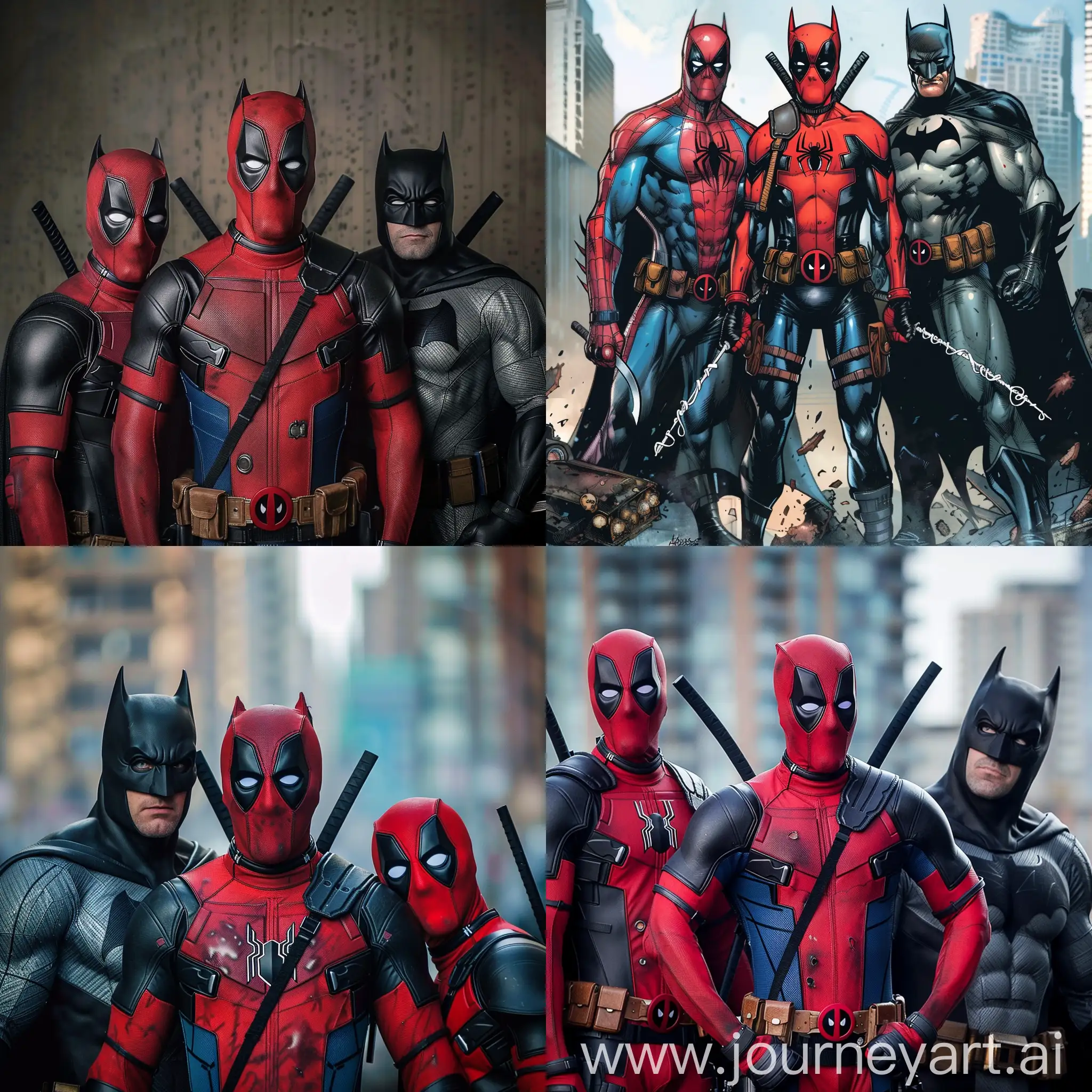 Superheroes-SpiderMan-Deadpool-and-Batman-in-Action