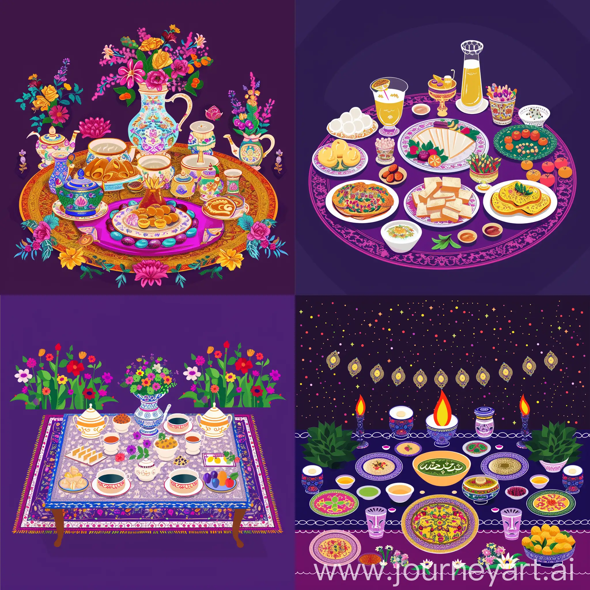 Elegant-Iranian-Haft-Seen-Table-with-Purple-Background