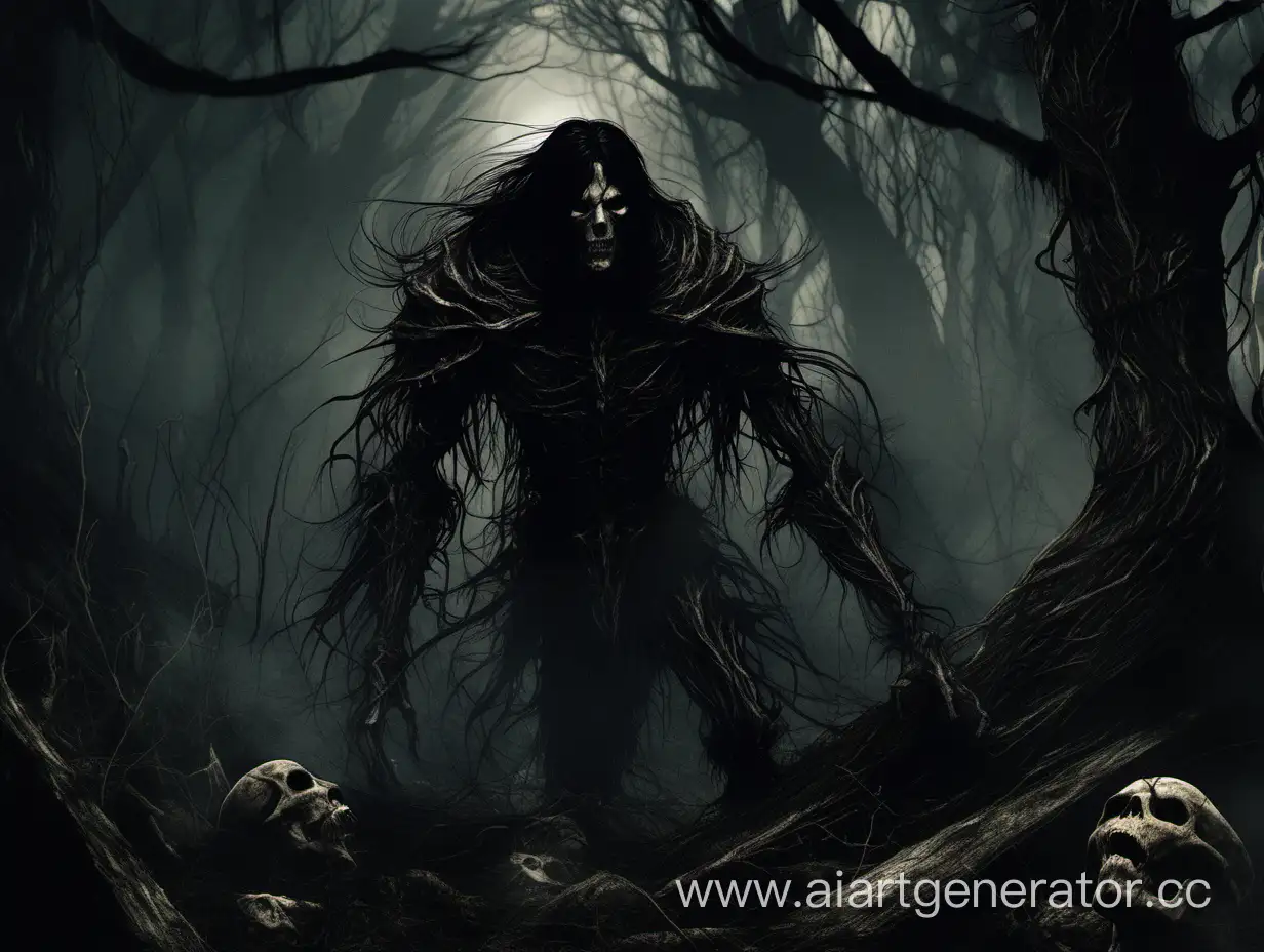 Sinister-Creature-with-Long-Black-Hair-in-Dark-Woods-Dark-Souls-Style