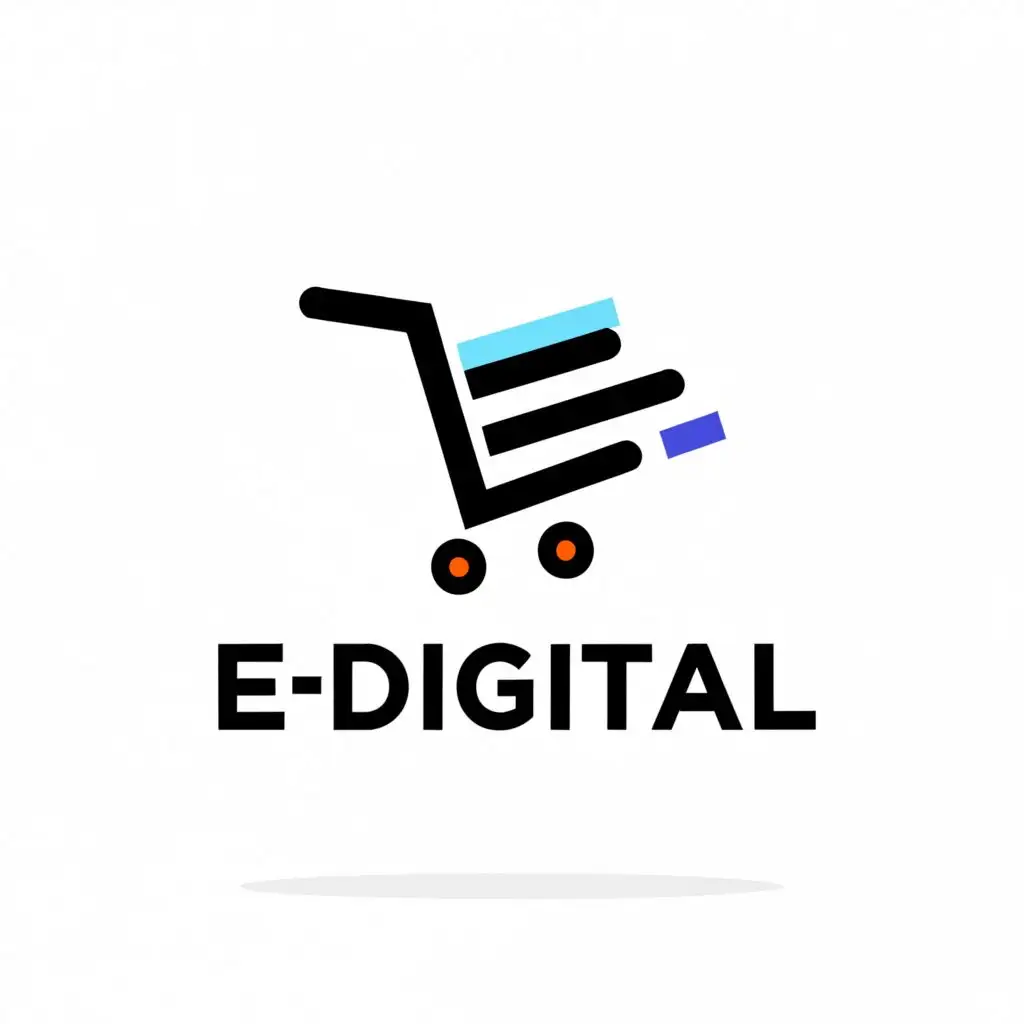 a logo design,with the text "EDigital", main symbol:shopping cart,Minimalistic,be used in Retail industry,clear background