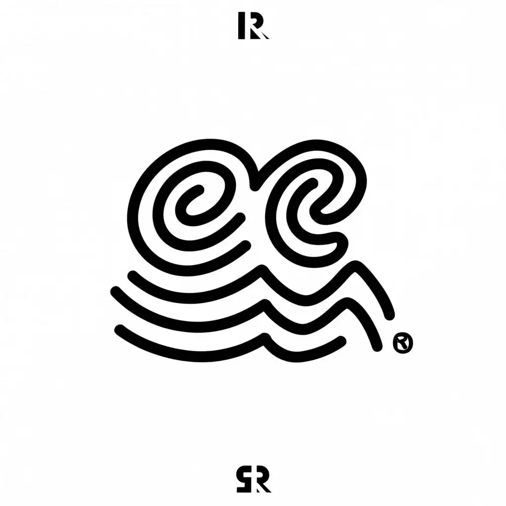 logo, abstract keith haring, wave file, with the text "S R", typography