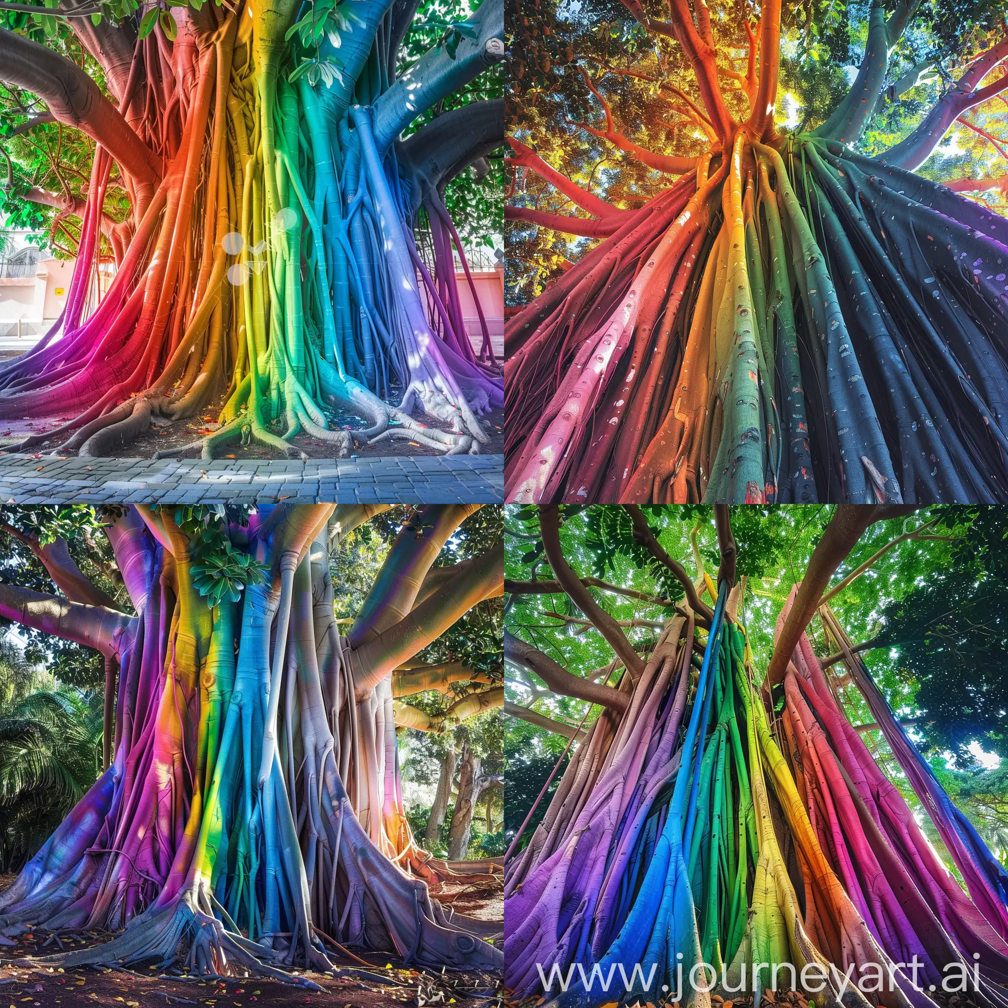 Banyan tree with rainbow colors