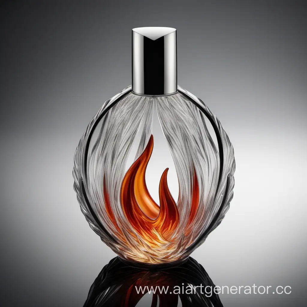 botella de perfume elegante inspirado en el llama de fuego 
