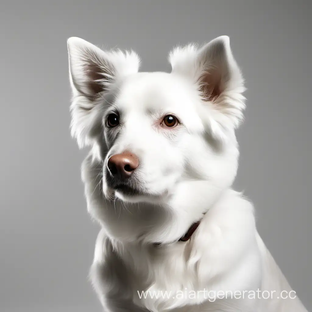 белая собака на белом фоне на спинке