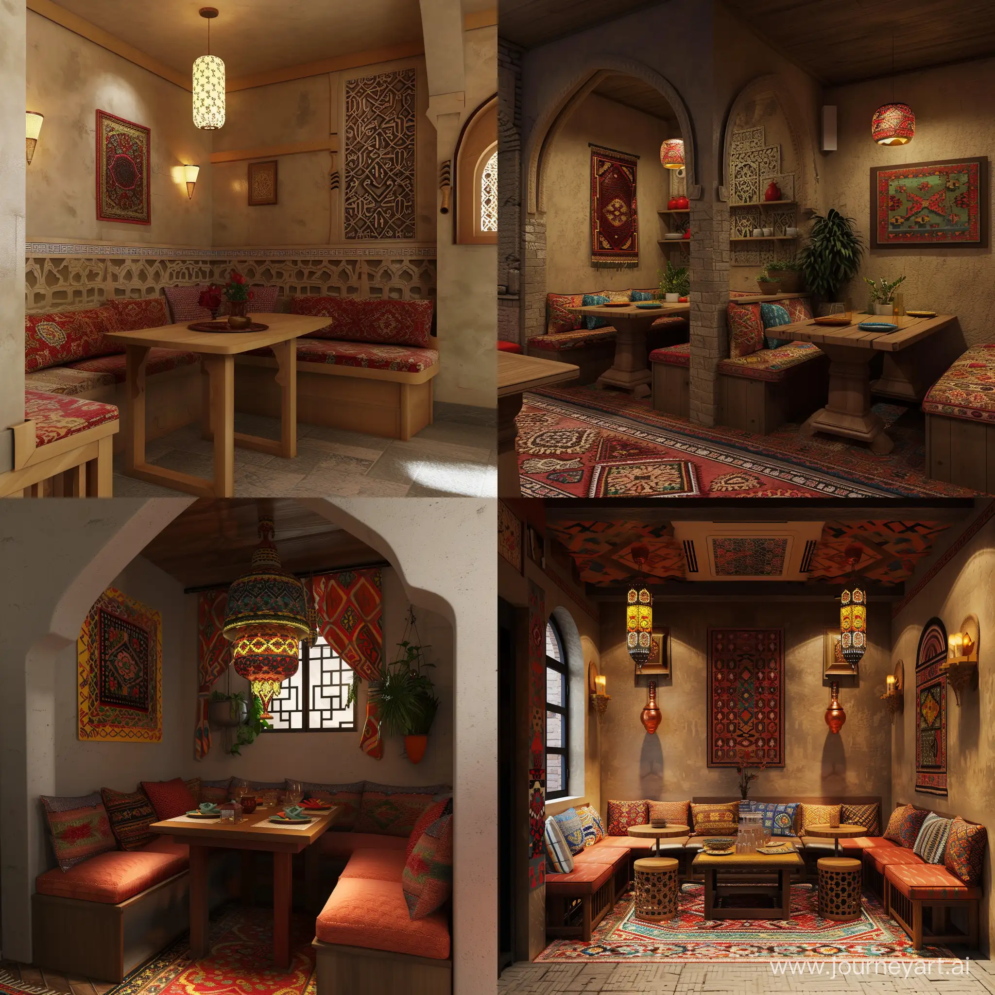 صمم لي ركن  في مطعم شعبي يمني يظهر الثقافة اليمنية
