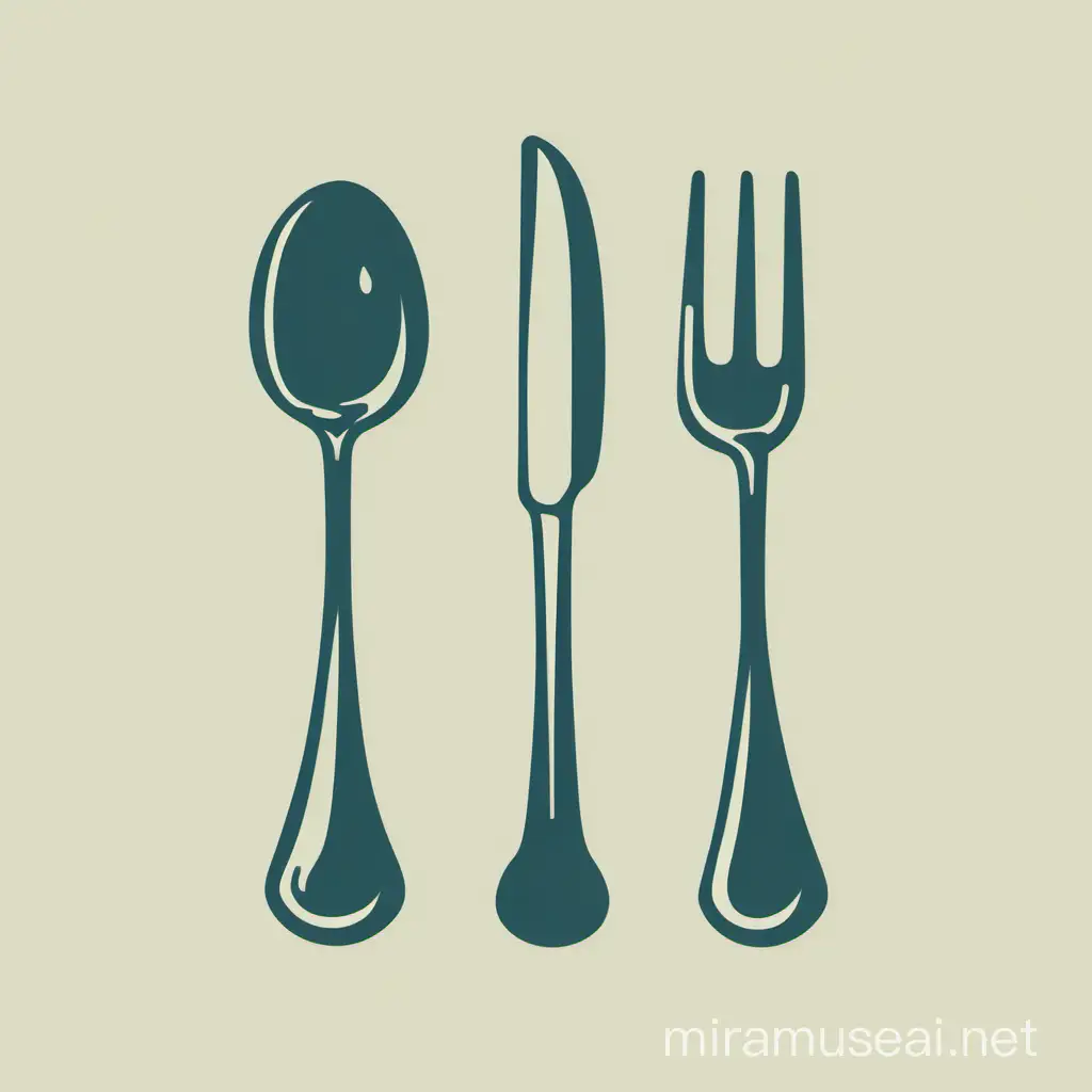 Kitchen Utensils Spoon and Fork Illustration in Vibrant Colors