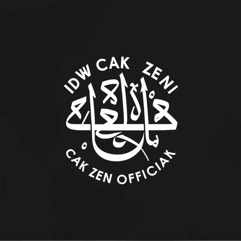 logo, Simply black and wait moderen and sporty islami, with the text "Dw cak zen official", typography, be used in Religious industry
