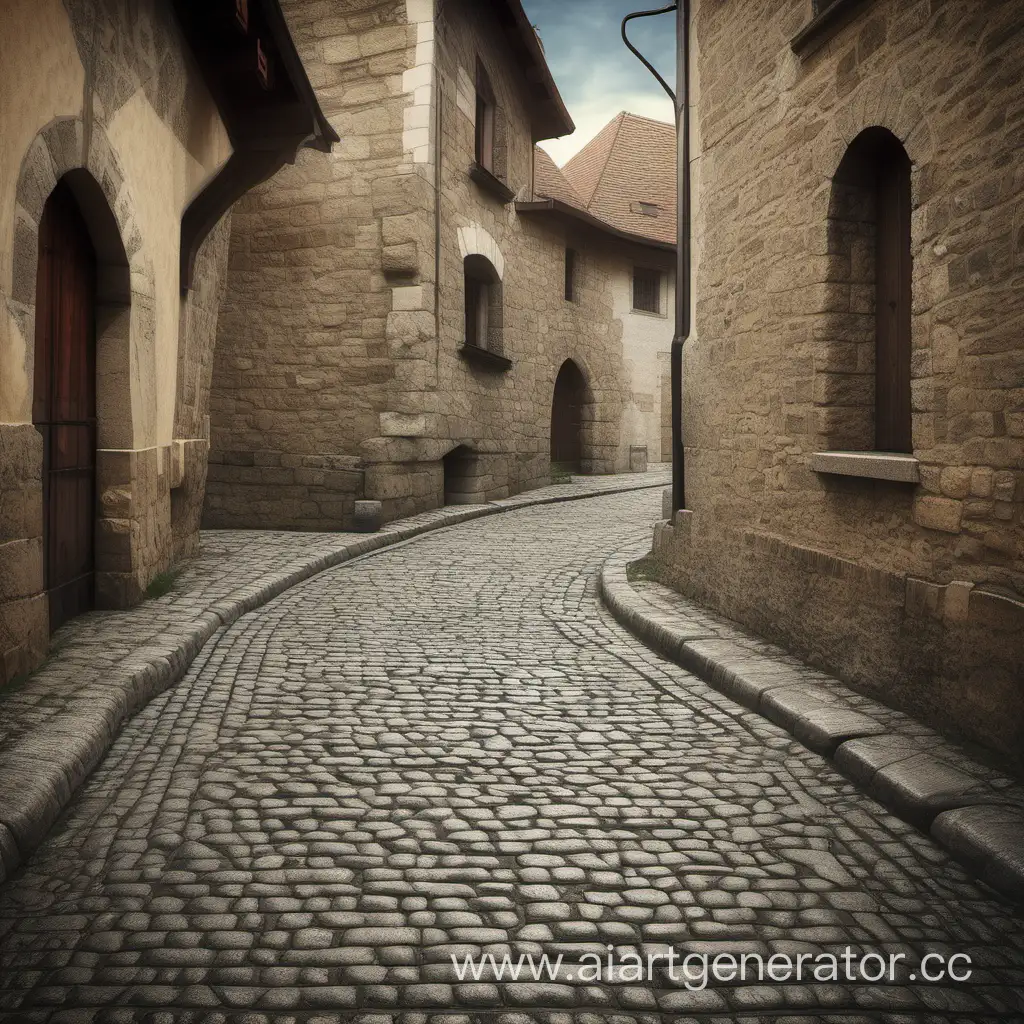 дорога, выложенная камнем в средневековом городе арт
