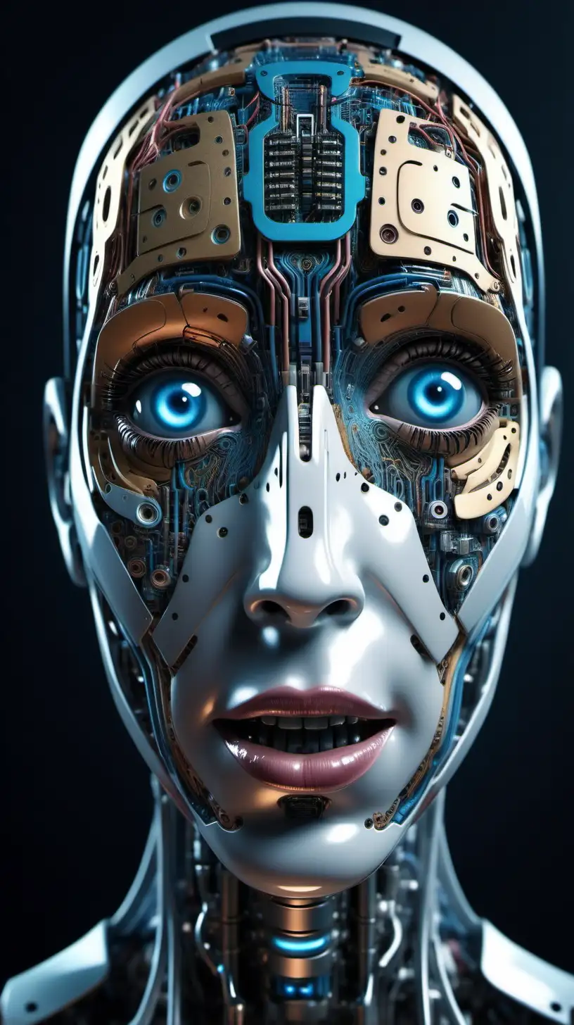 the surprised face of an artificial intelligence, ultra detailed