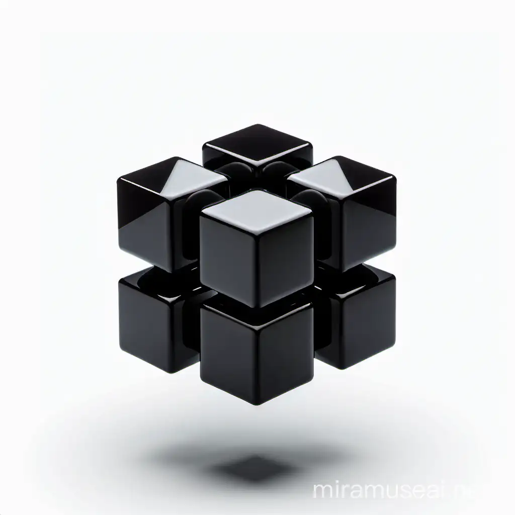 Stacked Black Cubes Logo on White Background