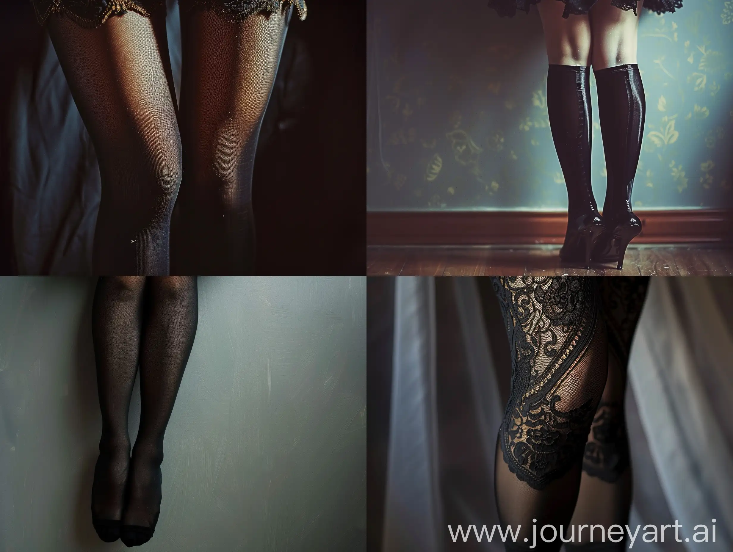 Sensual-Woman-Wearing-Black-Stockings-in-Vintage-Setting