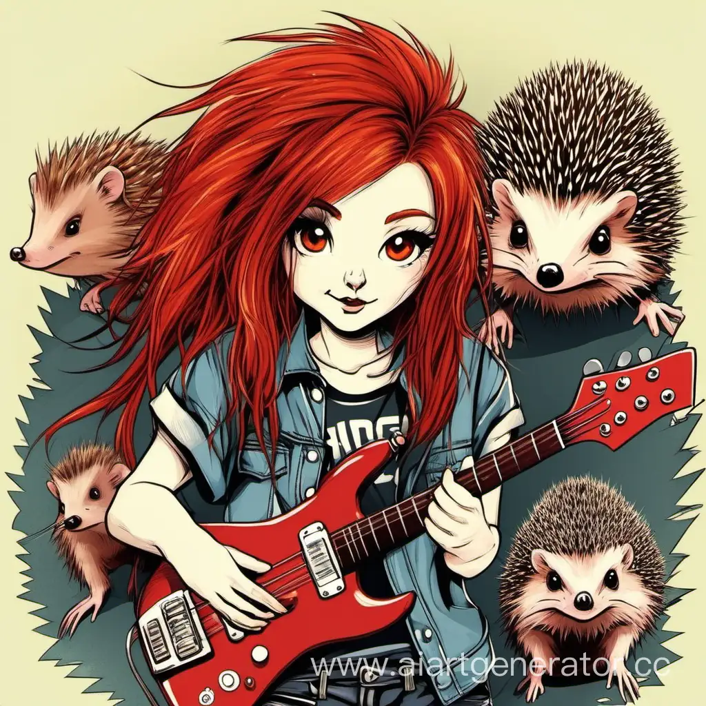 RedHaired-Rocker-Girl-with-Hedgehog-Companion