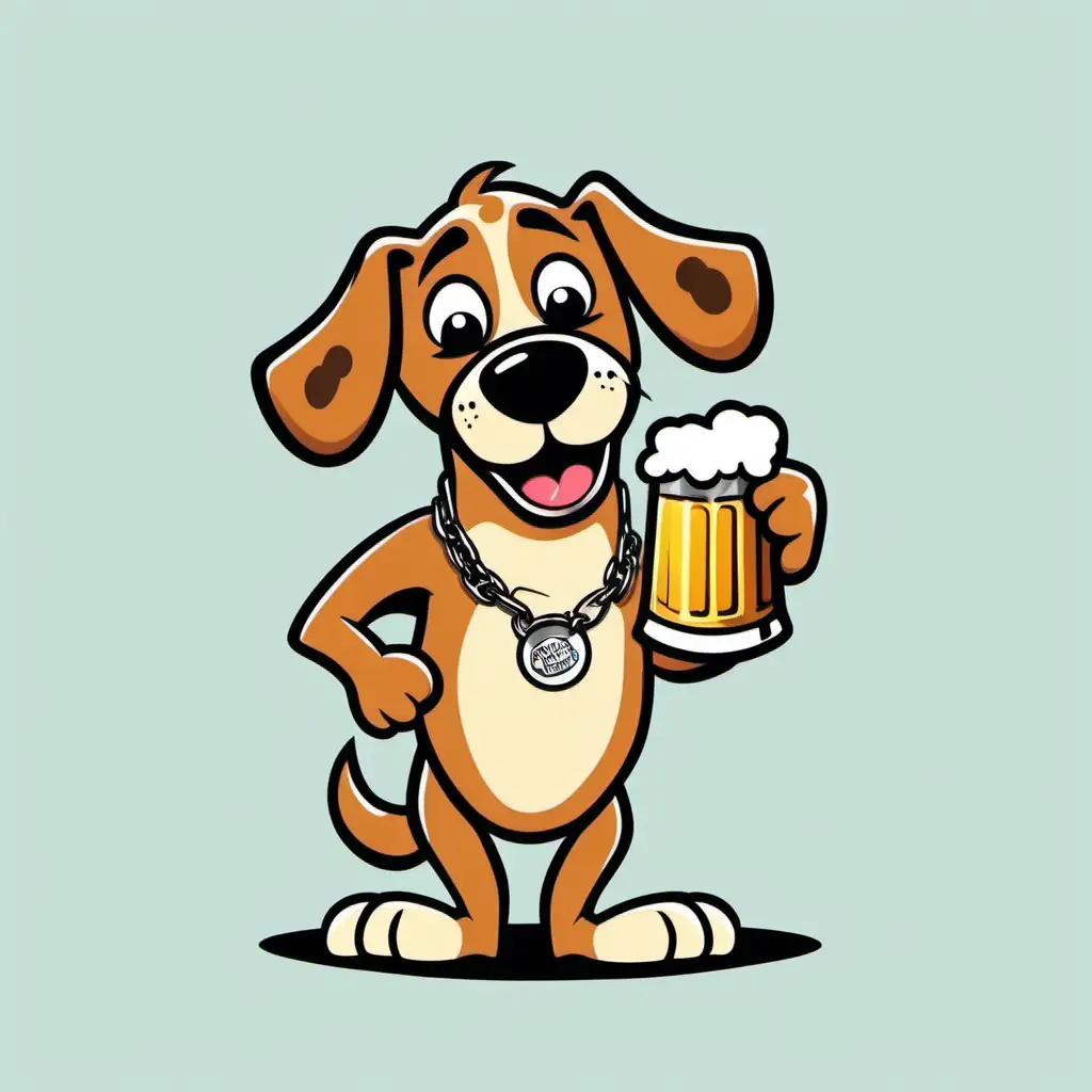 Dog Holding a Beer Cartoon Illustration