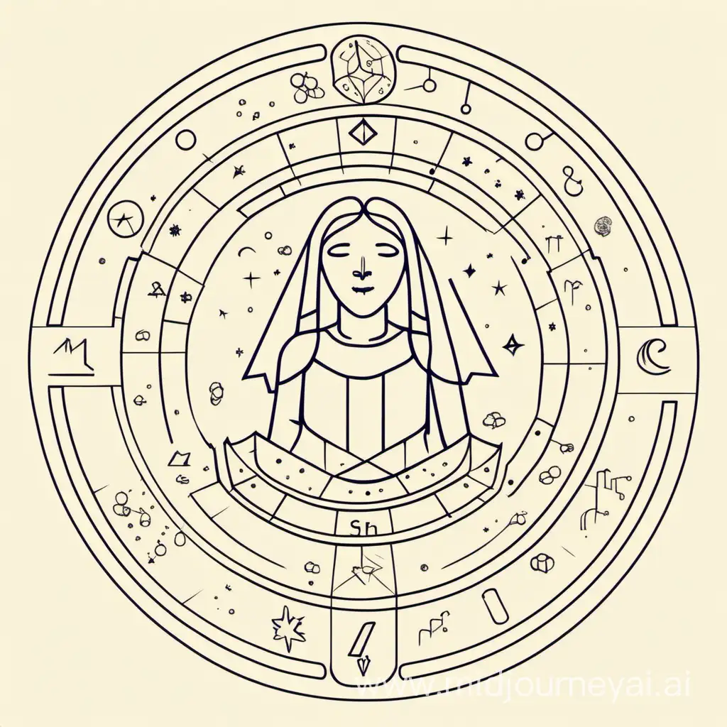 Isometric Simple Drawing of Virgo Zodiac Sign in Metric Astrology