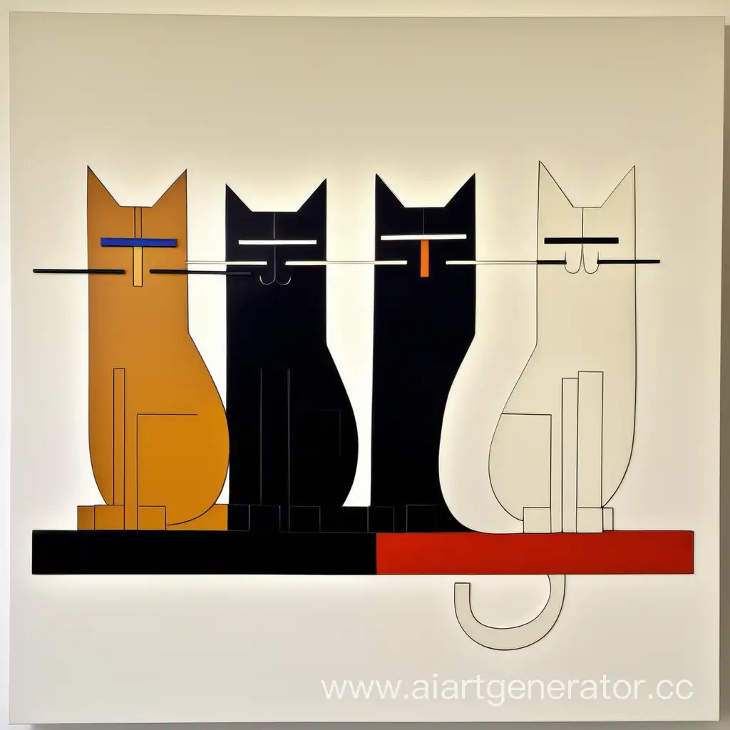 Suprematist-Trio-Abstract-Cats-in-Harmonious-Composition