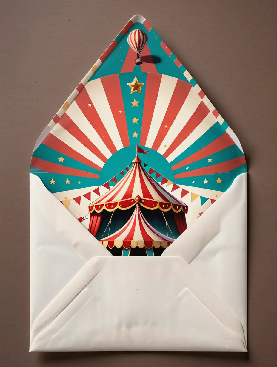 Circus inspired 1 vintage envelope