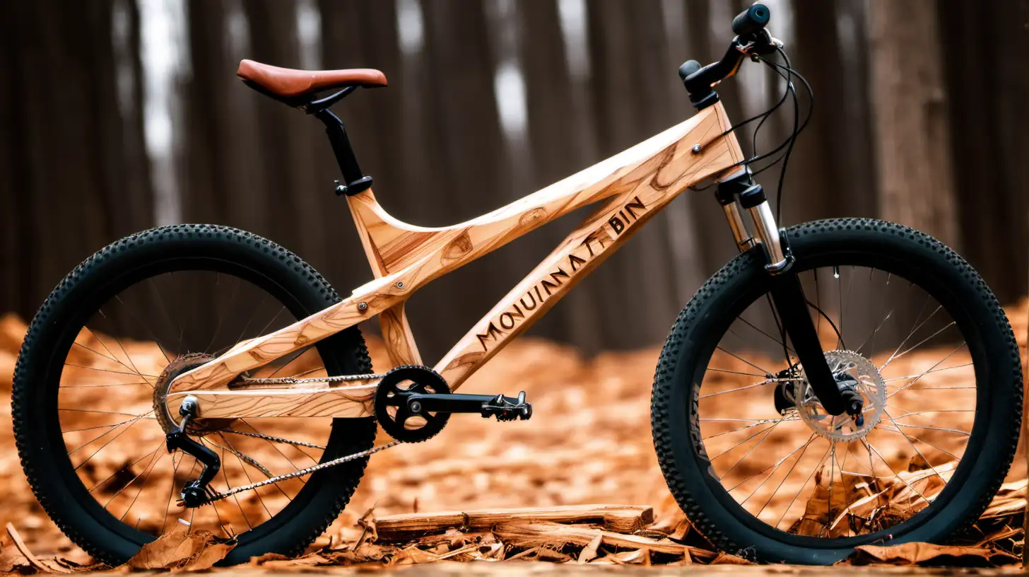 Rustic Wooden Mountain Bike Sculpture