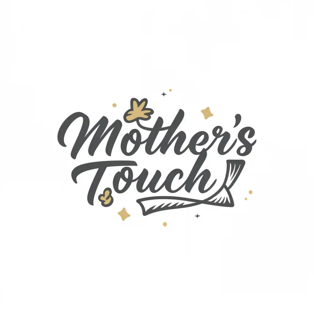 a logo design,with the text "Mothers Touch.", main symbol:Cleaning supplies, with a broom and maid in the background,Moderate,clear background