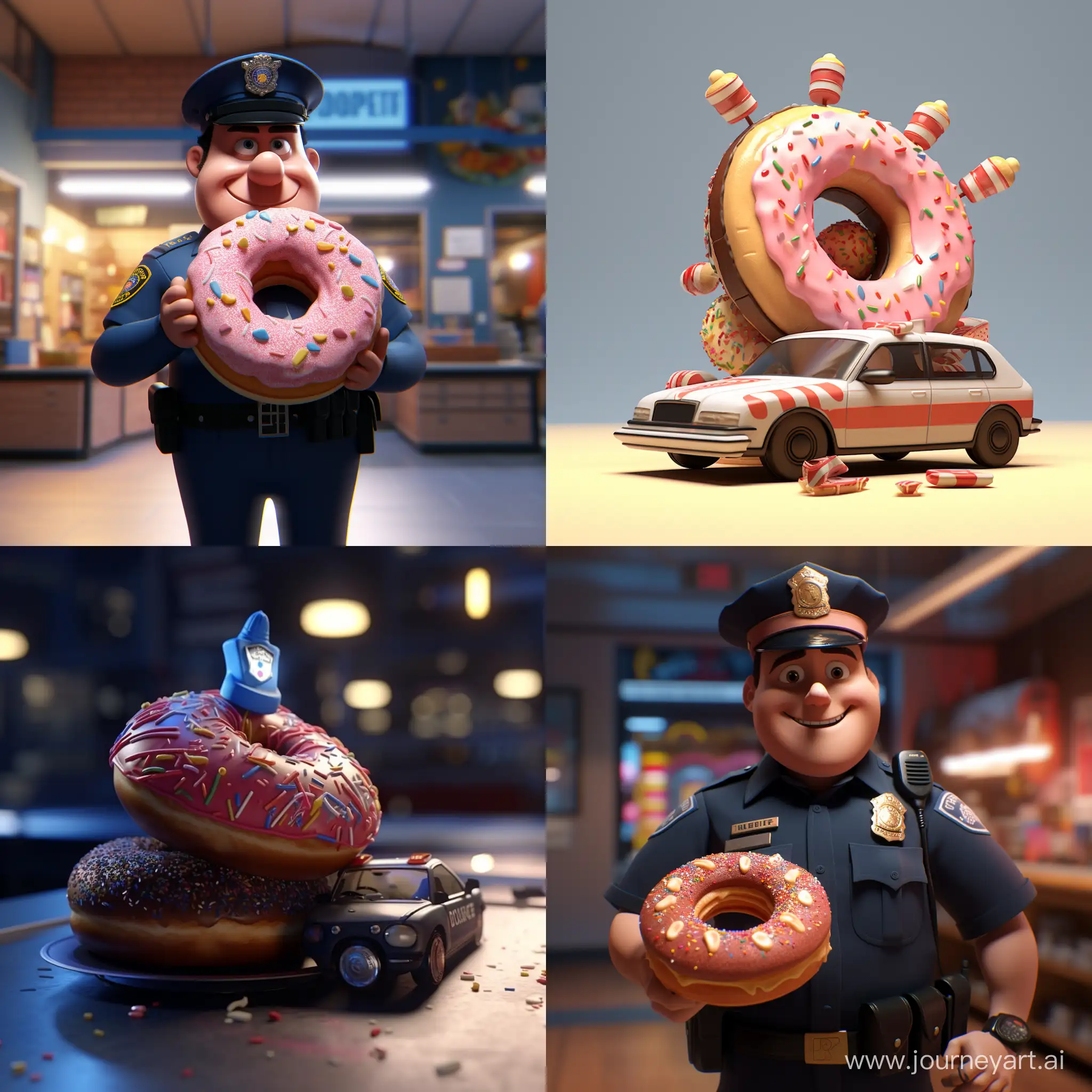 A police donut. 3D animation 