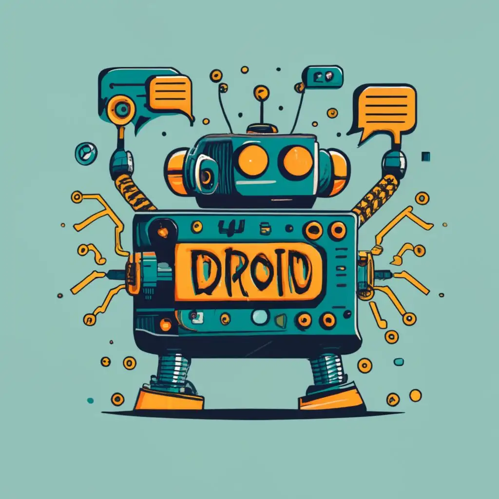 logo, robotic, technological, with the text "DialogueDroid", typography, be used in Technology industry