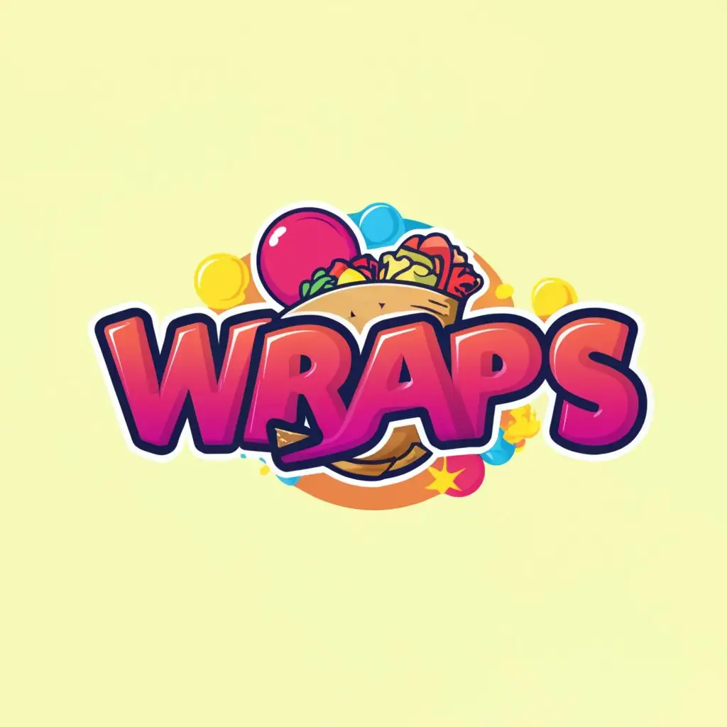 a logo design,with the text "WRAPS", main symbol:Balloons and burrito,Moderate,be used in Events industry,clear background