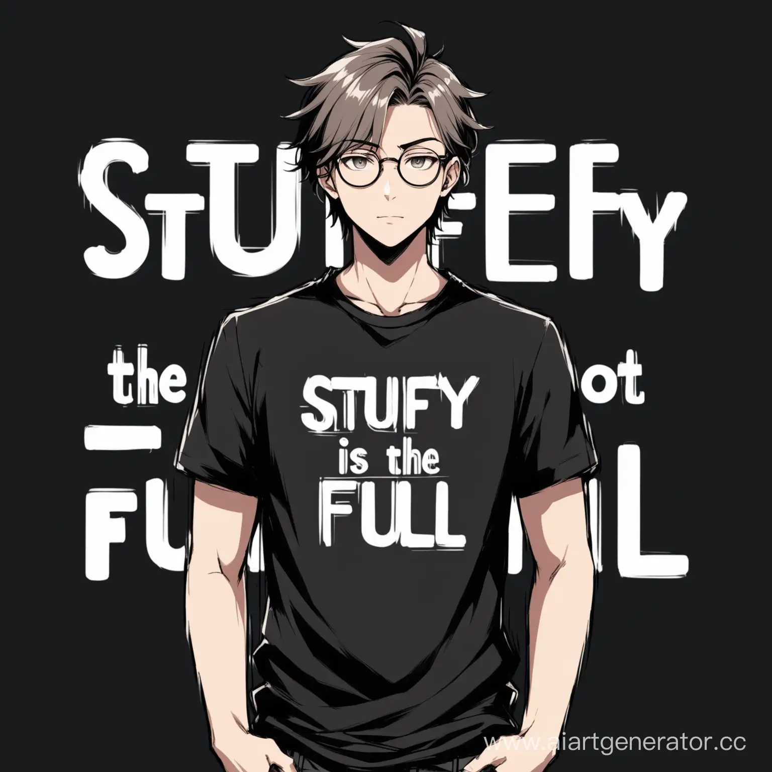 Anime-Style-Portrait-of-a-23YearOld-Guy-with-Ashen-Hair-and-Glasses-on-Black-Background