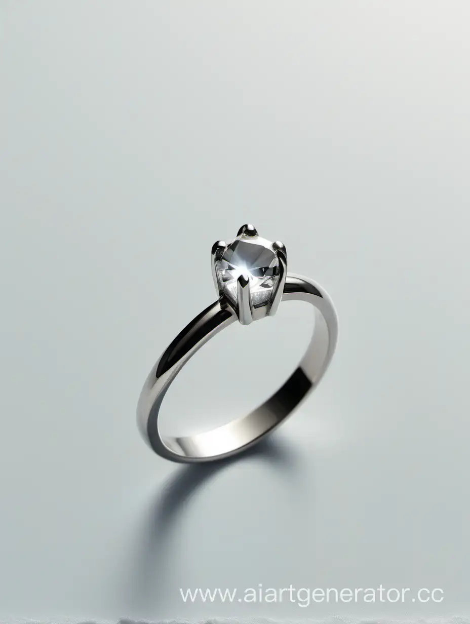 серебряное кольцо, с небольшим кристаллом, на светлом фоне