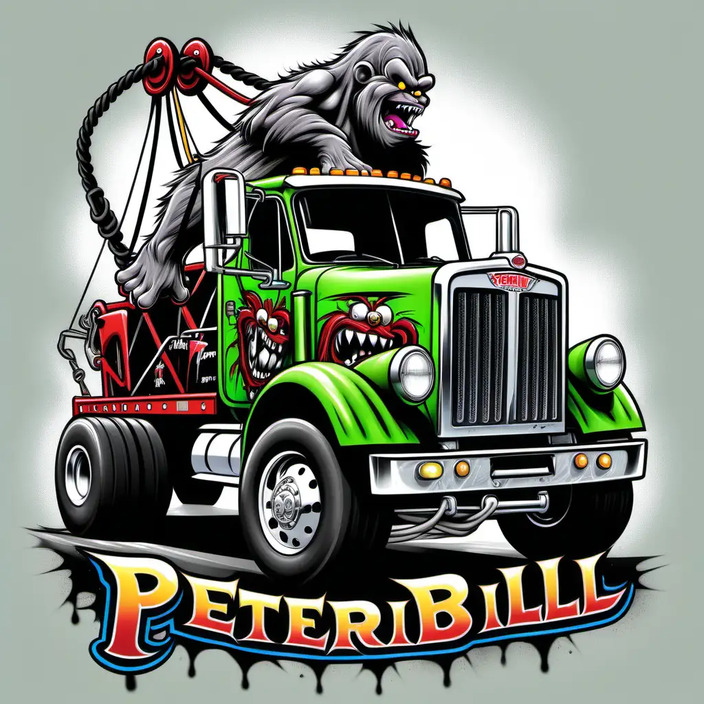 Rat Fink Style Bigfoot Tow Truck Shirt Design