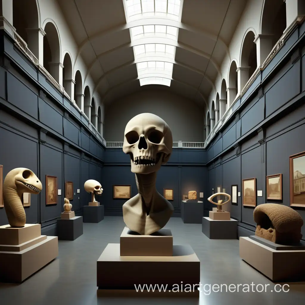 Create a picture of a museum with the things that won’t exist on 1000 years