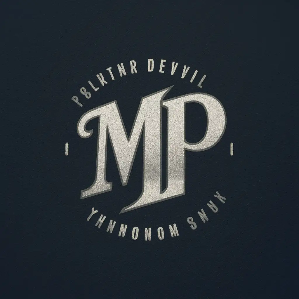 logo, Silver devil letters, with the text "MP", typography