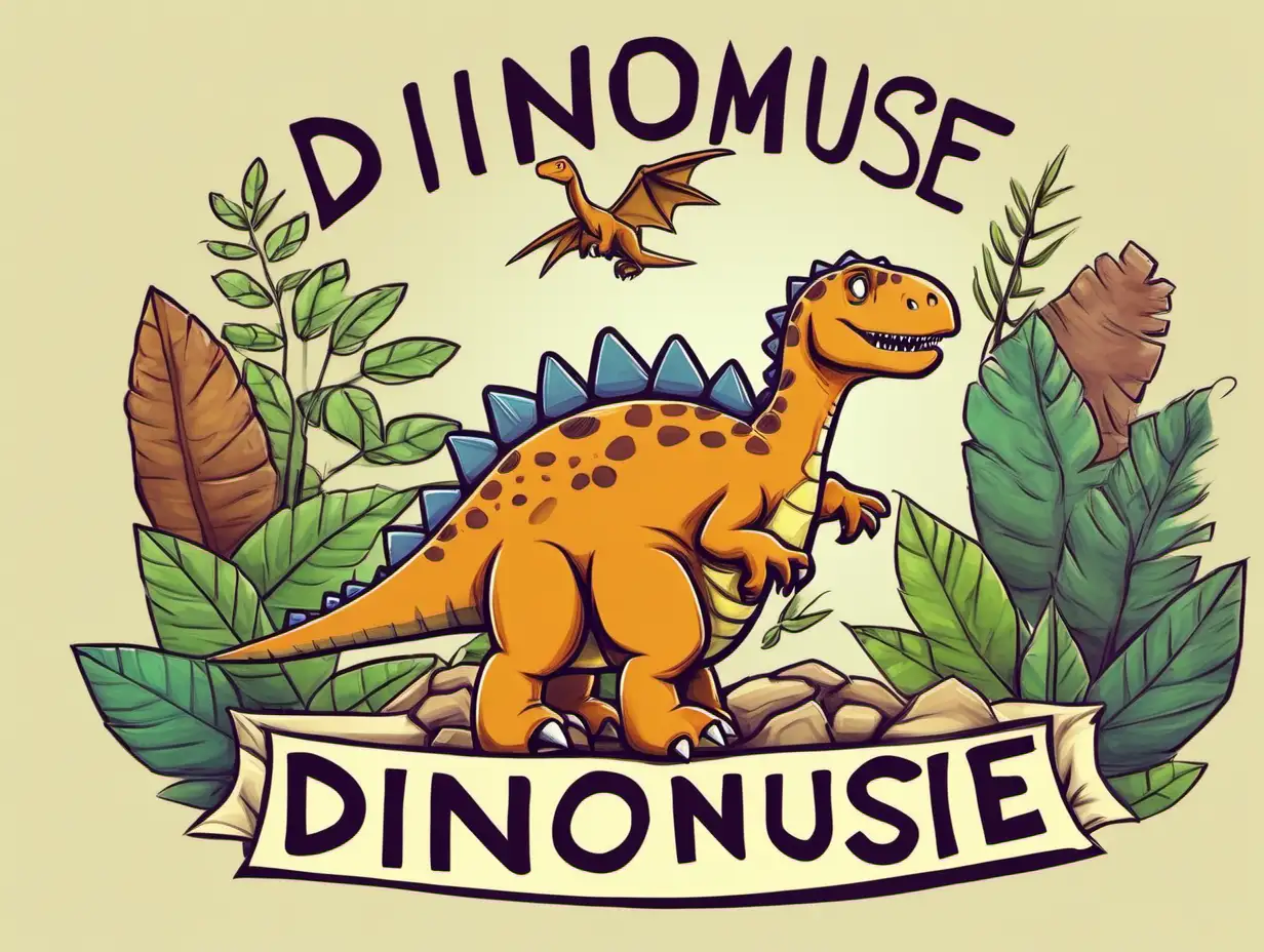 draw a banner for my shop, DinoMuse, which sells handmade dinosaur cloth