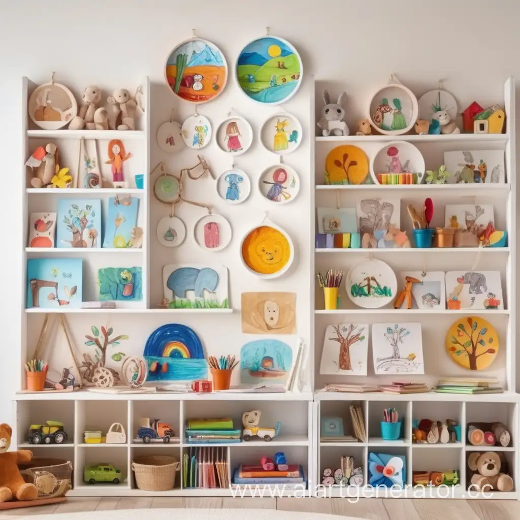 Creative-Childrens-Craft-Room-with-Handmade-Artwork-Displayed