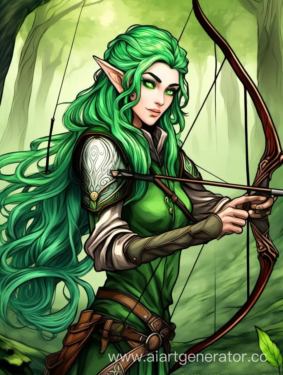 Mystical-Elven-Archer-with-Green-Hair-in-Enchanting-Forest