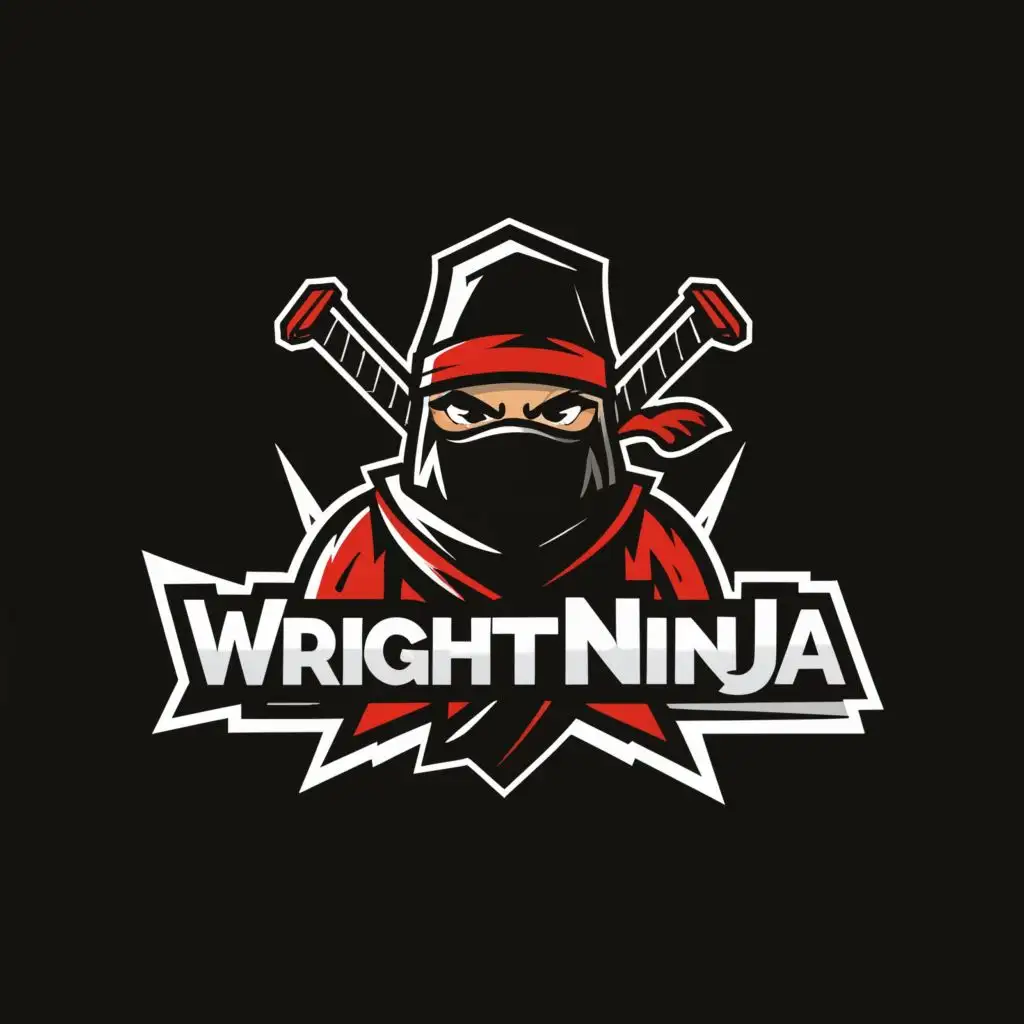 logo, WNinja, with the text "WrightNinja", typography, be used in Internet industry