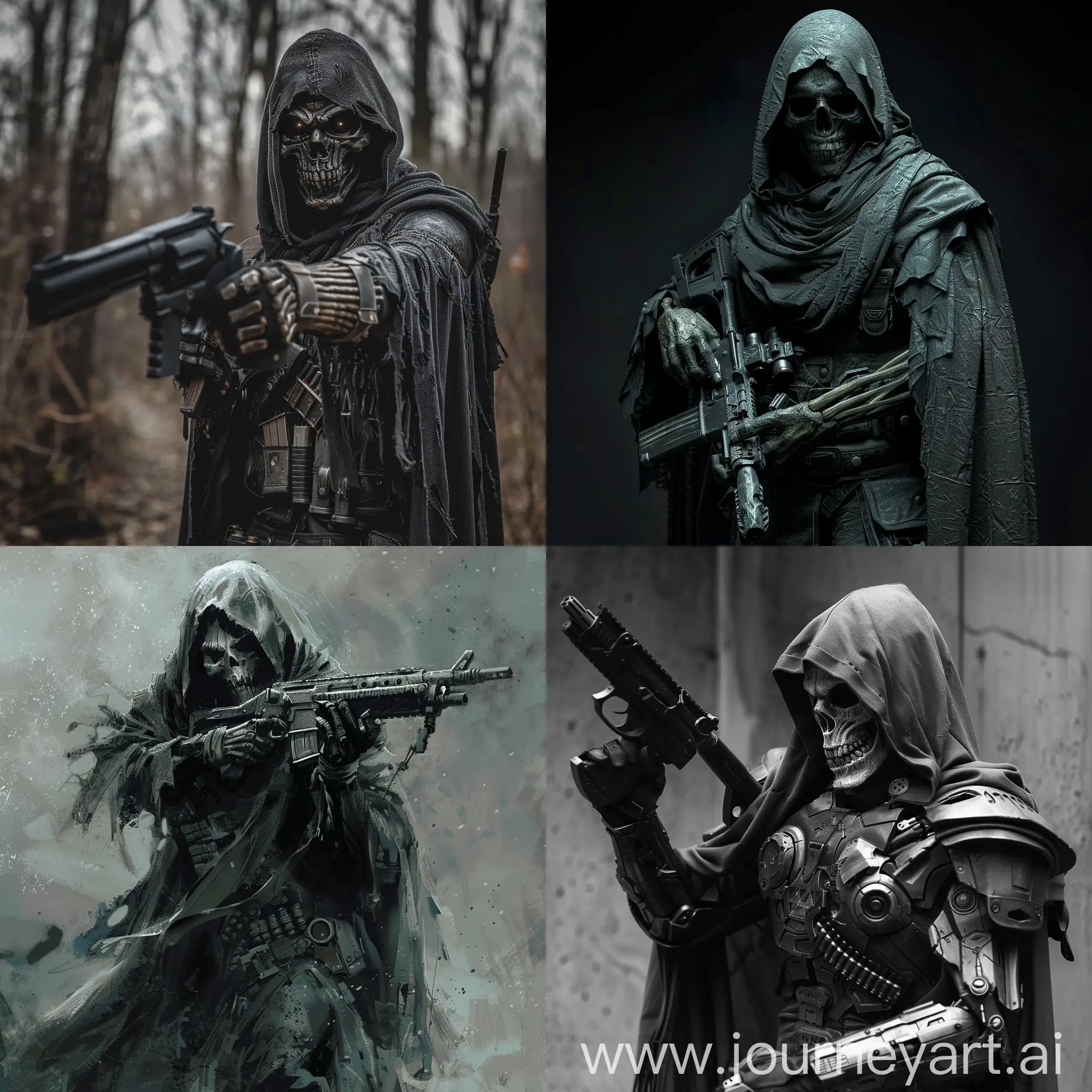 Grim-Reaper-Holding-a-Gun-in-Dark-Surreal-Scene