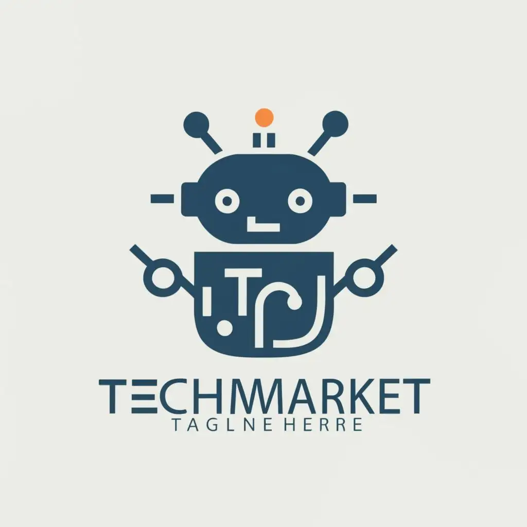 logo, Robot, with the text "TechMarket", typography, be used in Technology industry