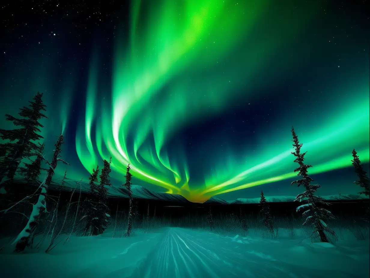 Enchanting Northern LightsInspired Iridescent Greens and Purples Canvas