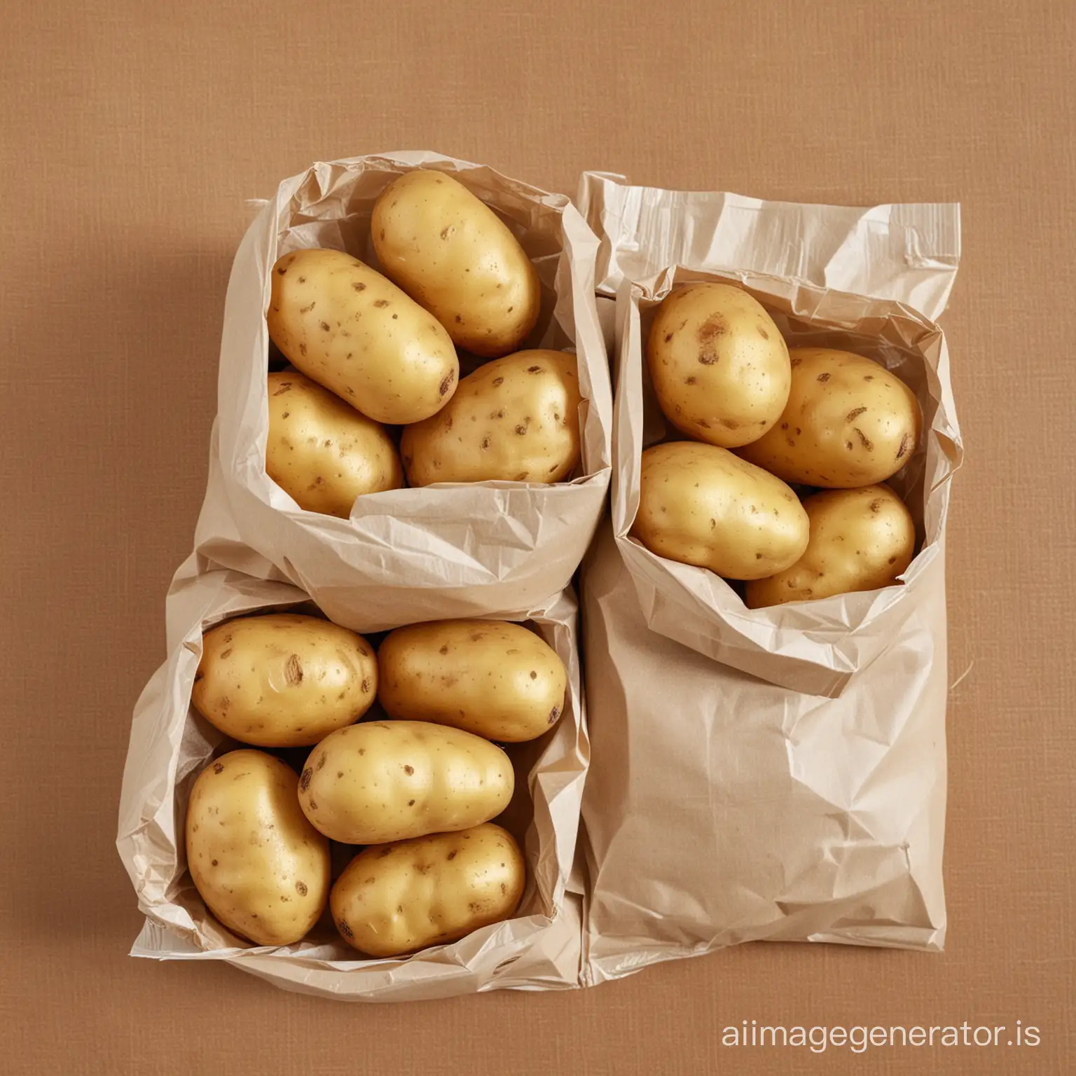 Potato in packing bags 