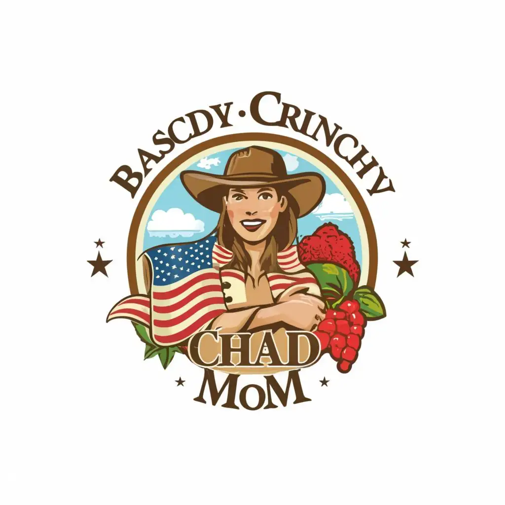 logo, farm, salute, usa, with the text "Based Crunchy Chad Mom", typography, be used in Beauty Spa industry