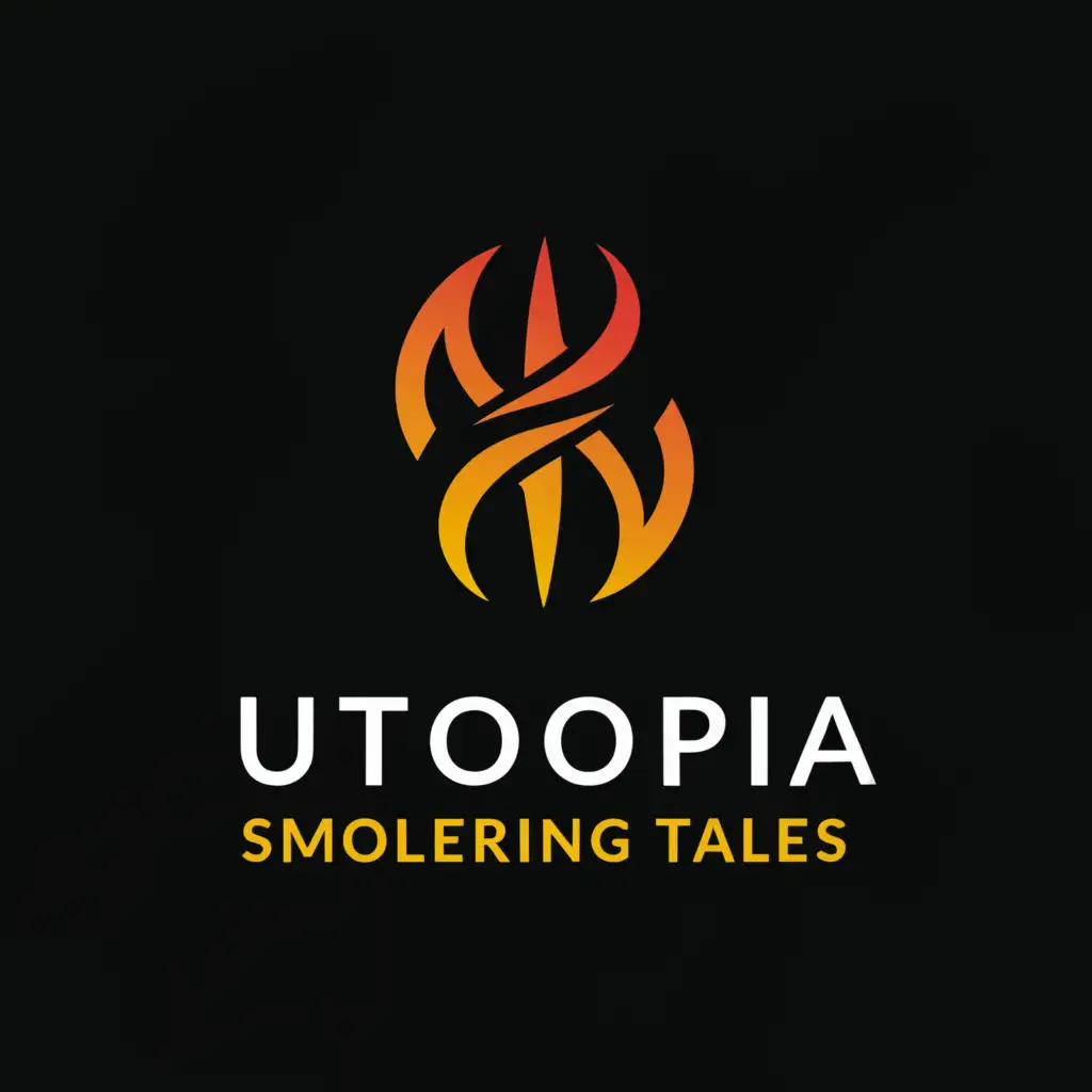 a logo design,with the text "Utopia:", main symbol:Smoldering Tales...,complex,be used in Events industry,clear background