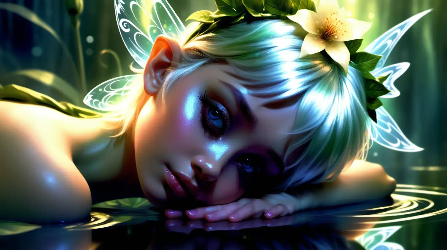 Enchanting Tinkerbell Portrait with Floral Adornments Fantasy Art 240p