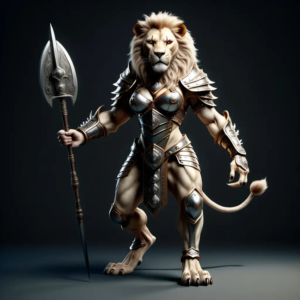 реалистичная львица женского пола воин света с звериными лапами и звериным телом собой полный рост