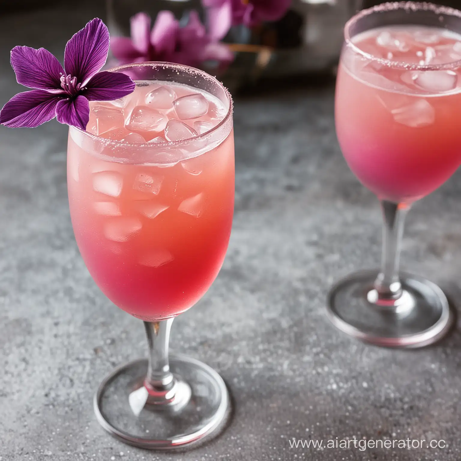 Exquisite-PinkPurple-Cocktail-on-Glittering-Bar-Counter