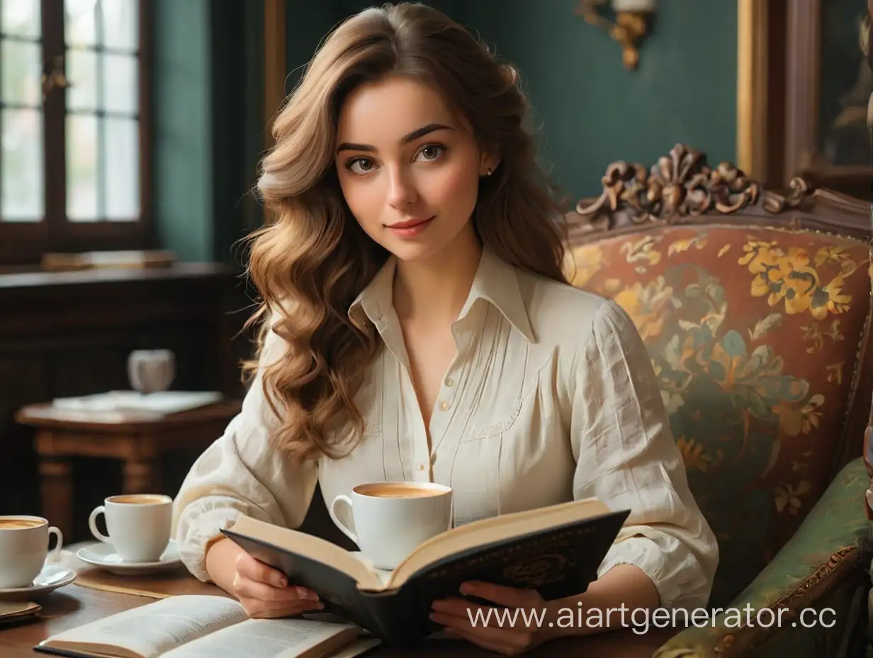 Elizaveta-Petrovna-Enjoying-Coffee-and-a-Book