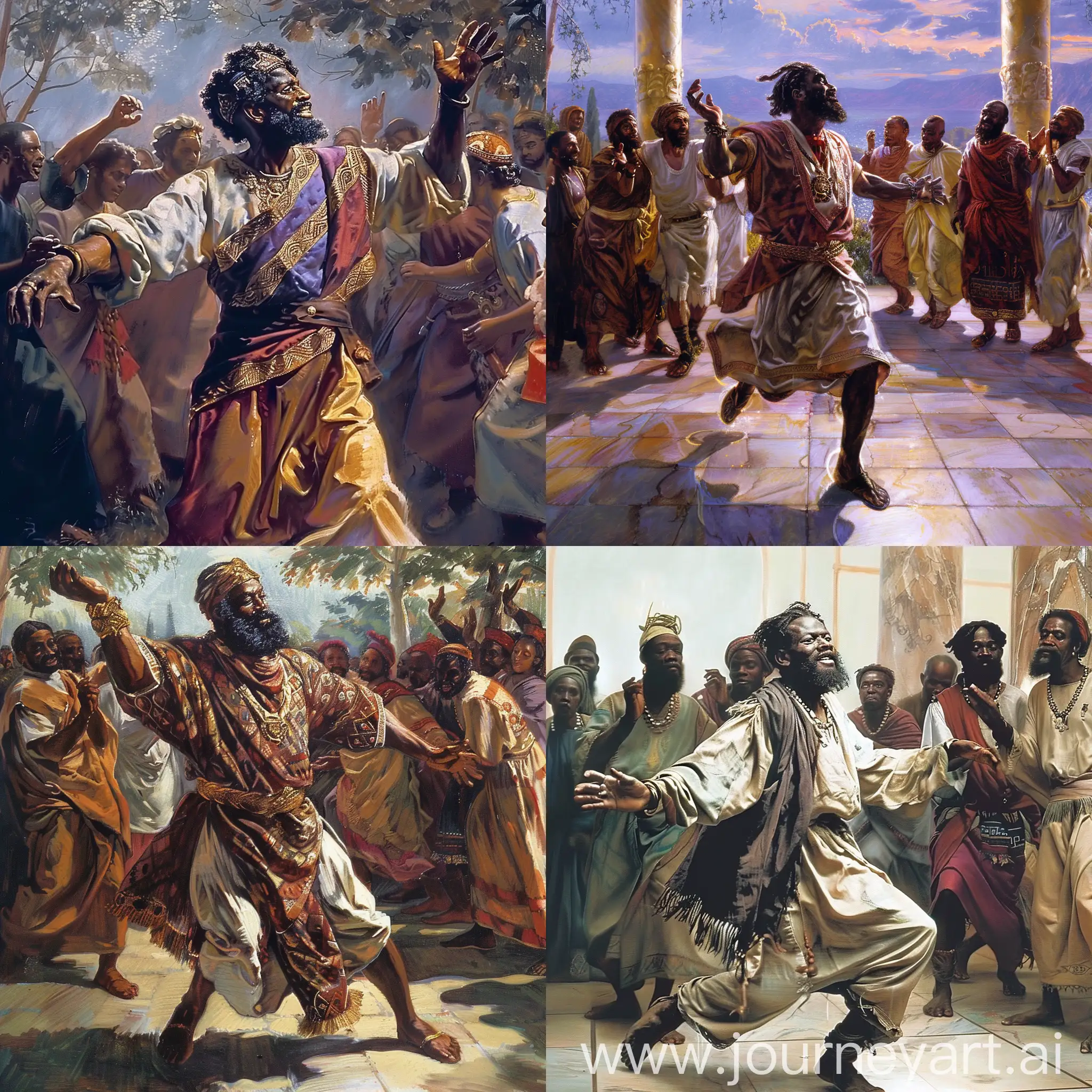 African American king David dancing in the presence of God