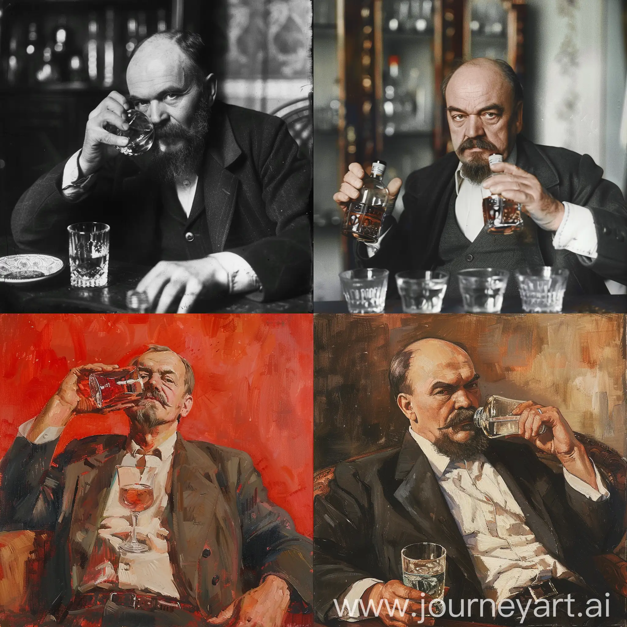 Lenin-Drinking-Vodka-in-Traditional-Setting