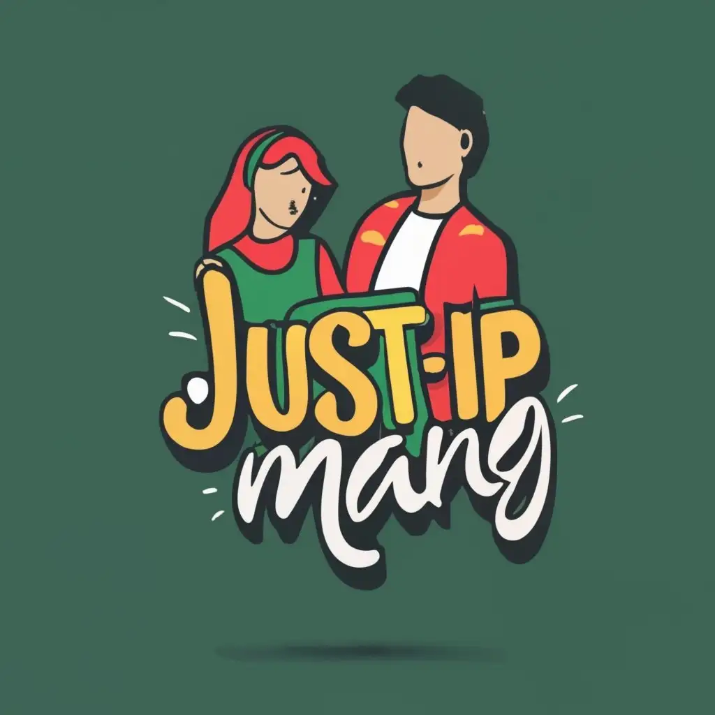 logo, SHOPPING PEOPLE, with the text "Just-Ip
ManG!", typography, be used in Retail industry