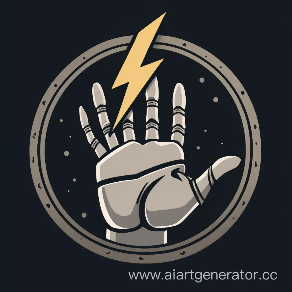 iron hand with round fingertip holding lightning bolt logo like bannerlord family symbols